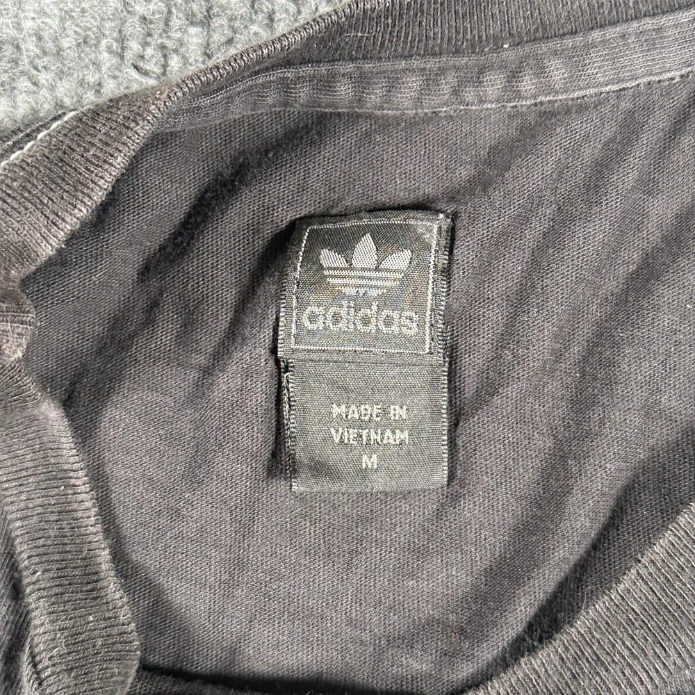 Adidas T-Shirt Mens Size M Black Trefoil Graphic Short Sleeve Cotton Sportswear